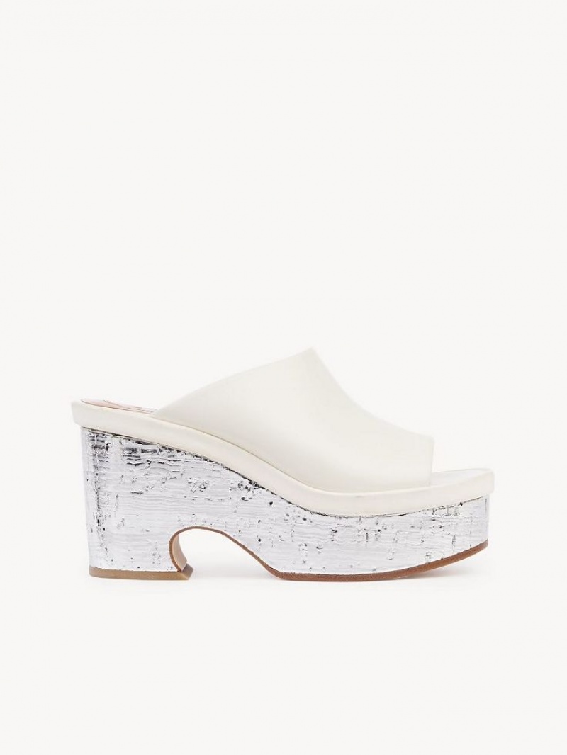 Chloe Oli Platform Mule Hvite | CHE-SR14155