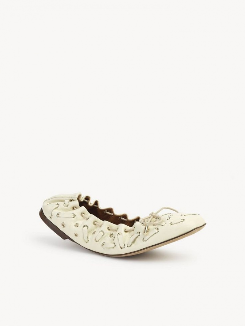 Chloe Oracia Ballet Flat Hvite | CHE-SR14266