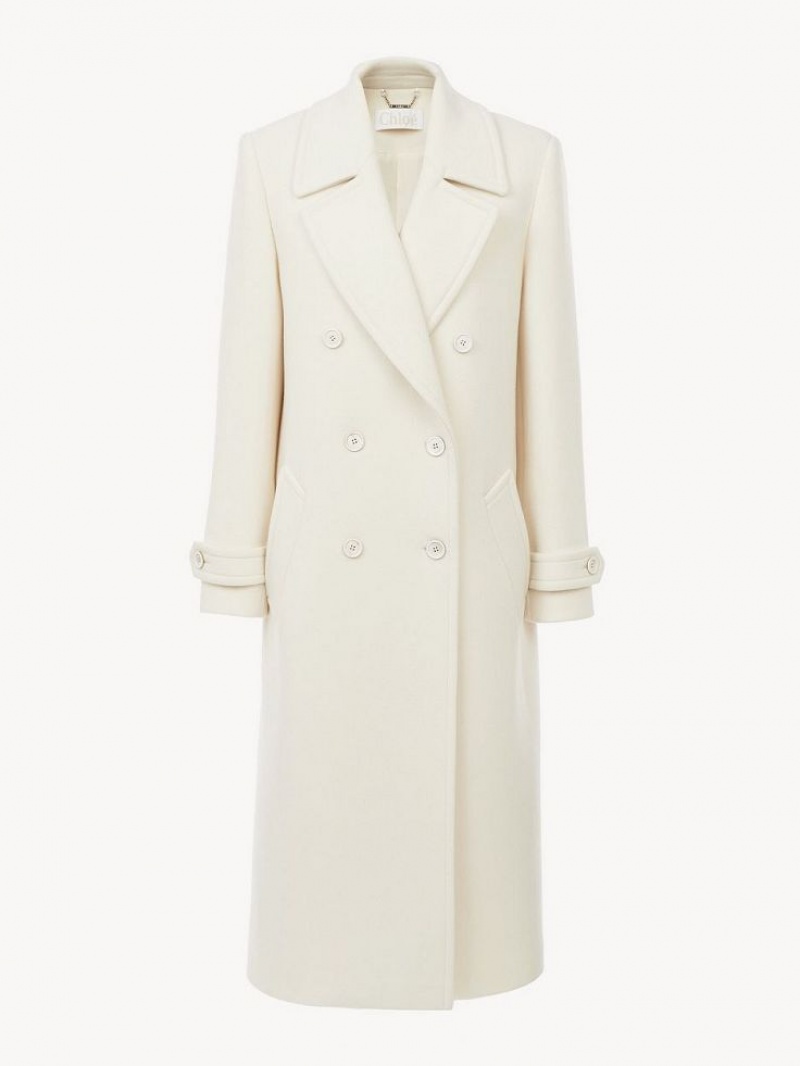 Chloe Overcoat Frakker Hvite | CHE-SR13780