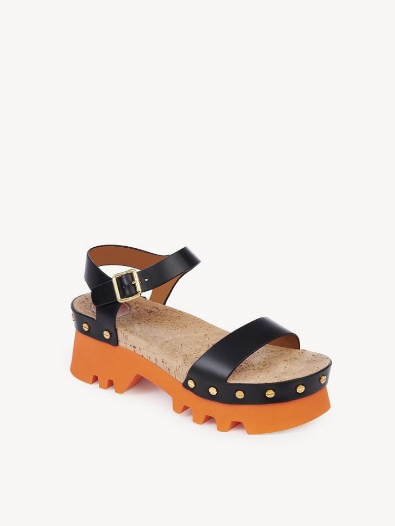 Chloe Owena Platform Sandaler Svarte | CHE-SR14152