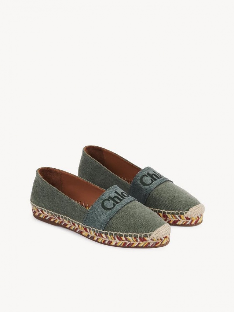 Chloe Piia Flate Espadrille Grønn | CHE-SR14143