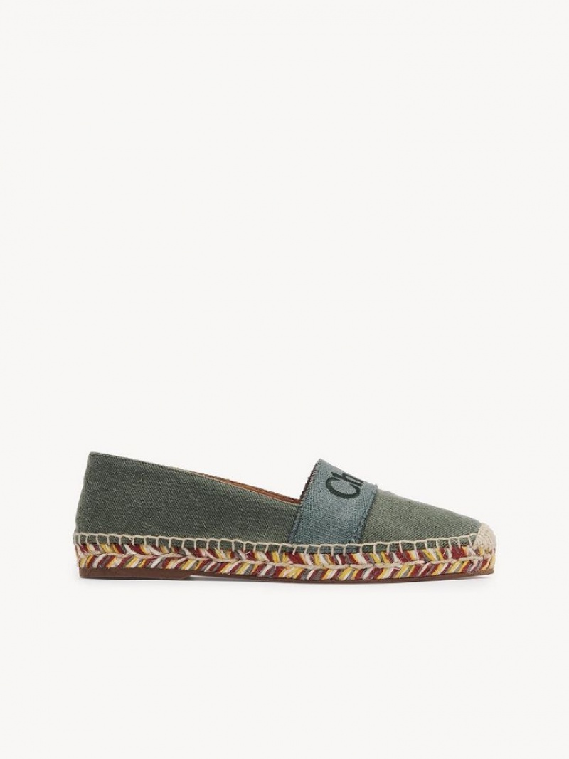 Chloe Piia Flate Espadrille Grønn | CHE-SR14143