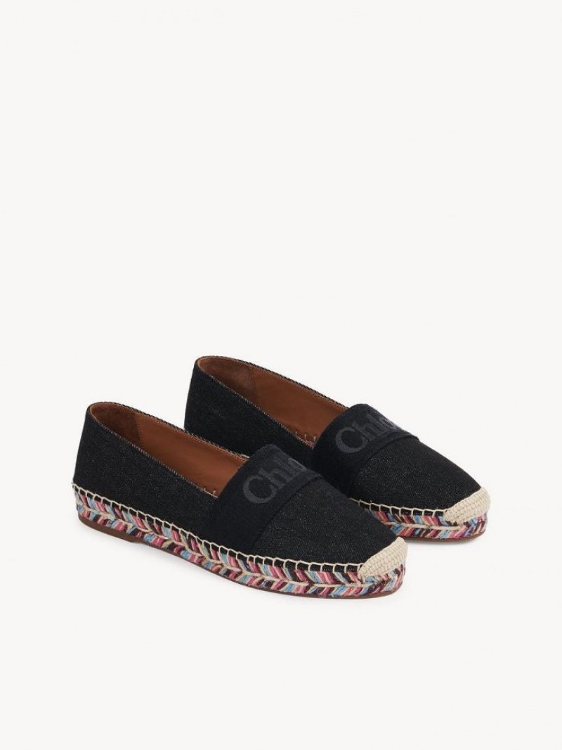 Chloe Piia Flate Espadrille Svarte | CHE-SR14144