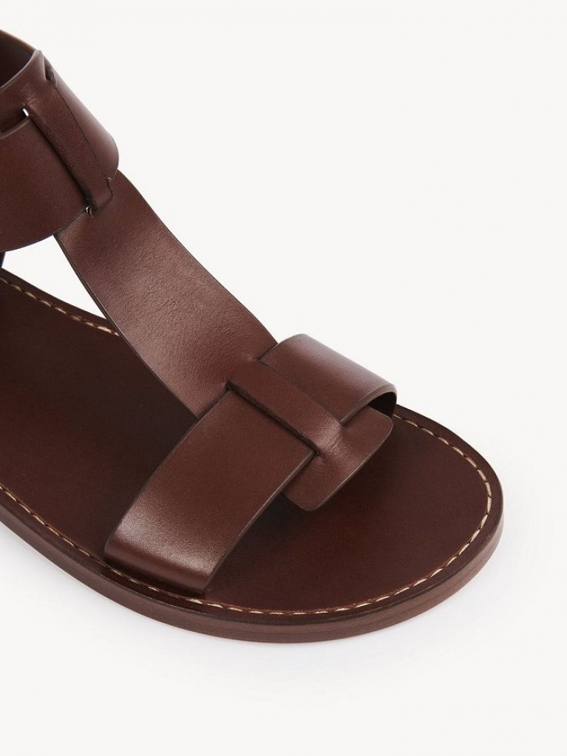 Chloe Rebecca Flate Sandaler Brune | CHE-SR14141