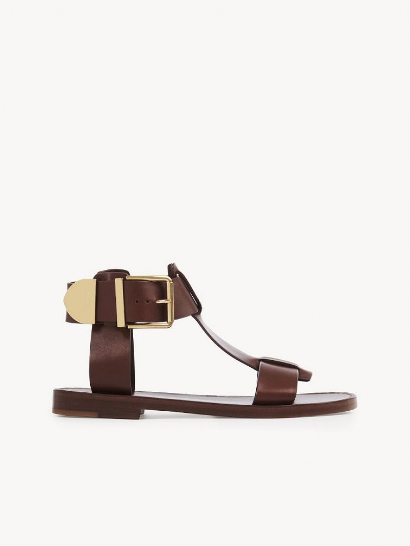 Chloe Rebecca Flate Sandaler Brune | CHE-SR14141