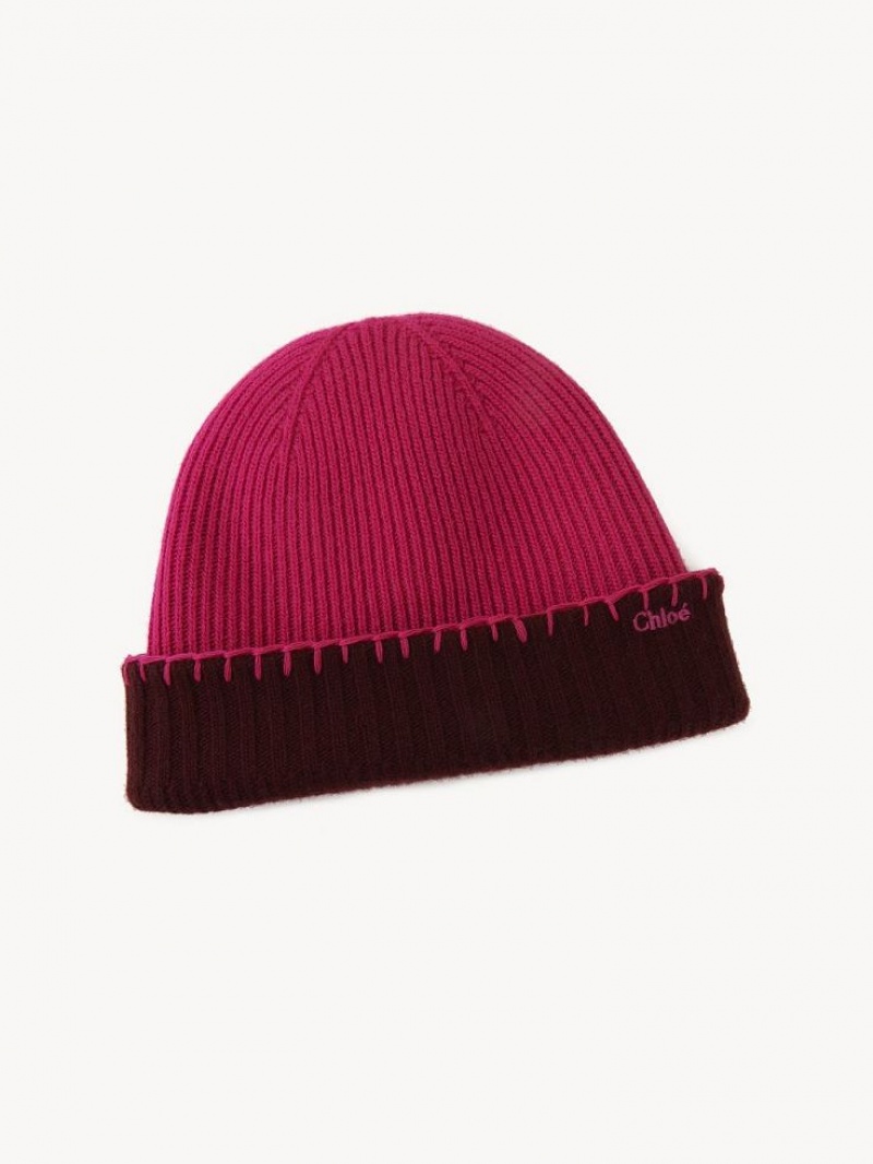 Chloe Ribbet Knit Beanie Hatt Lilla Rosa | CHE-SR14472