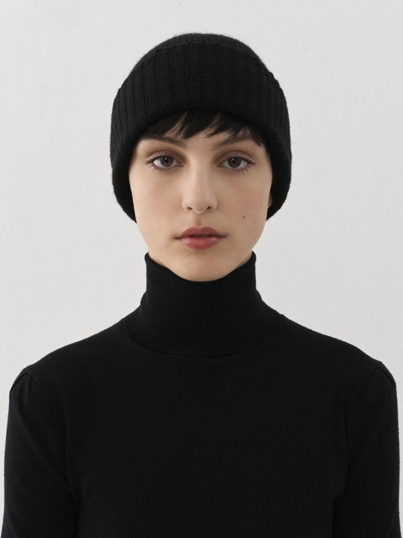 Chloe Ribbet Knit Beanie Hatt Svarte | CHE-SR14487