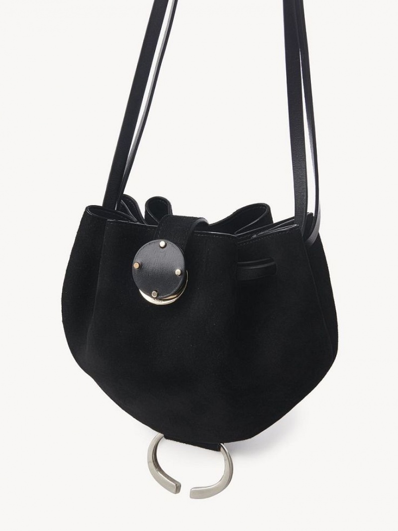 Chloe Round Pouch Mini Vesker Svarte | CHE-SR13708