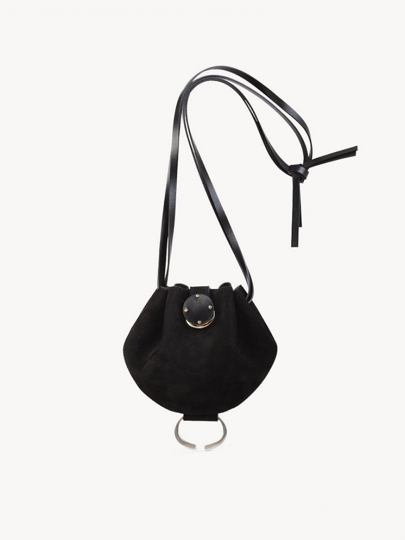 Chloe Round Pouch Mini Vesker Svarte | CHE-SR13708