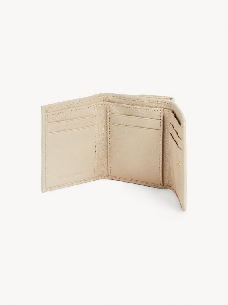 Chloe Saddie Medium Tri-fold Liten Lommebok Beige | CHE-SR14903