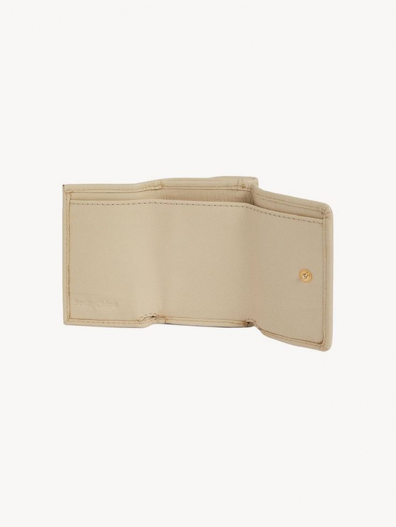 Chloe Saddie Mini Tri-fold Liten Lommebok Beige | CHE-SR14902