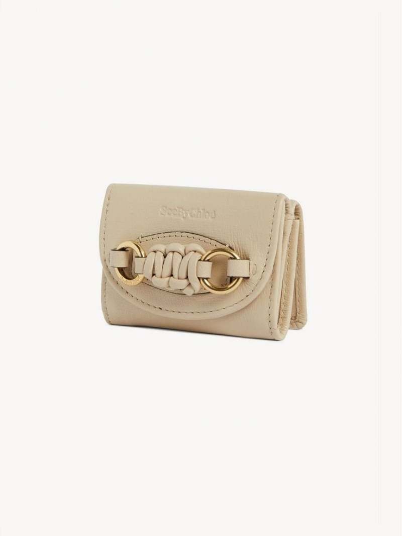 Chloe Saddie Mini Tri-fold Liten Lommebok Beige | CHE-SR14902