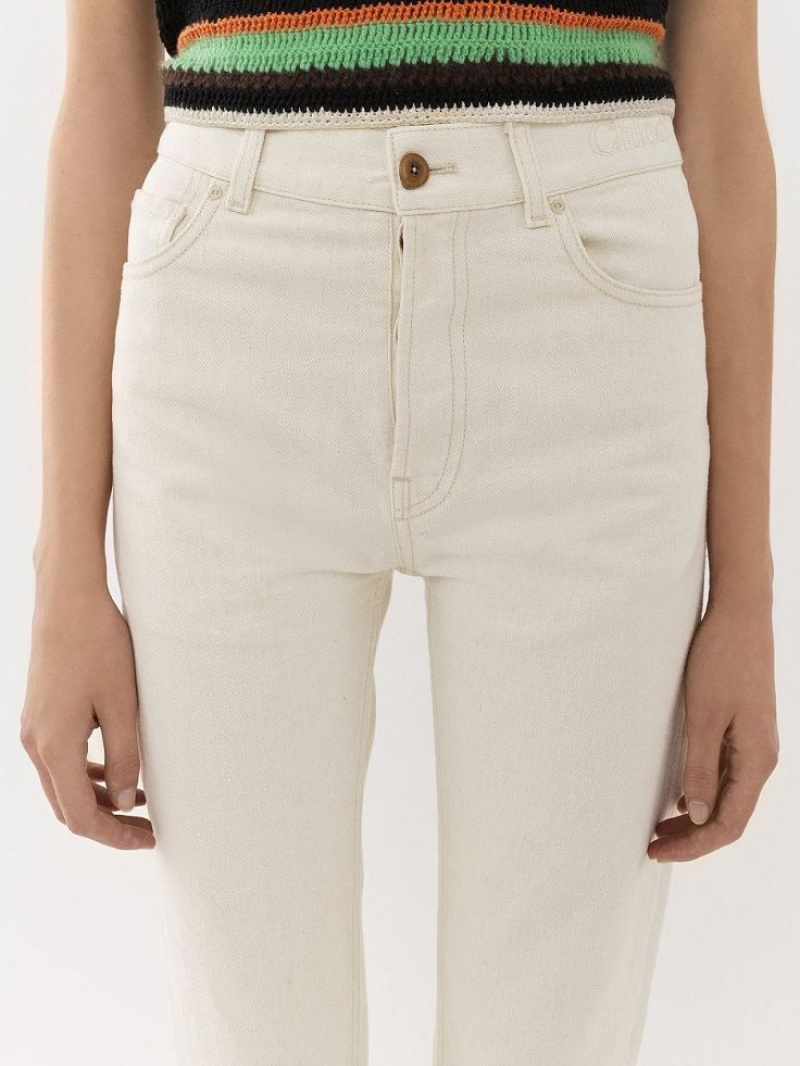 Chloe Semeru Rett-leg Jeans Hvite | CHE-SR13996