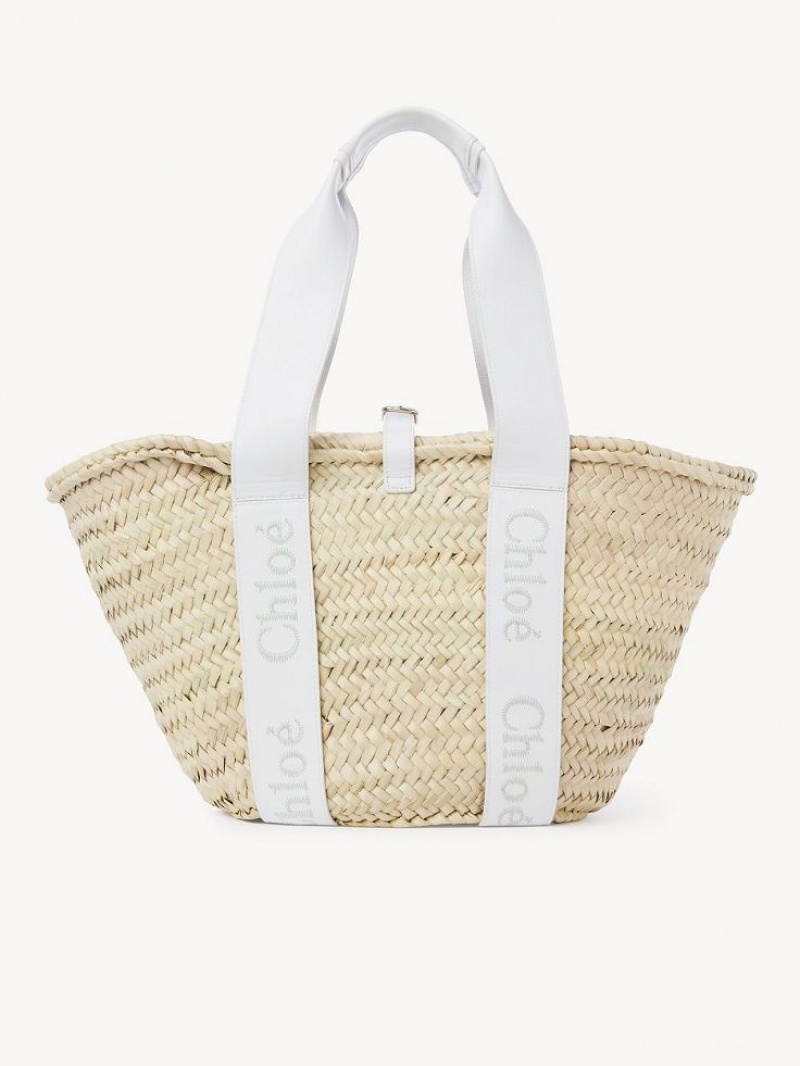 Chloe Sense Medium Basket Tote Veske Hvite | CHE-SR13381