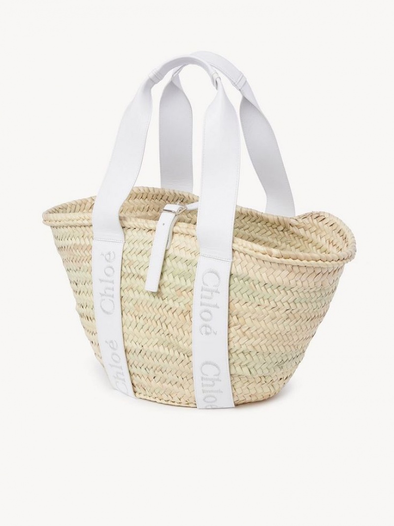 Chloe Sense Medium Basket Tote Veske Hvite | CHE-SR13381