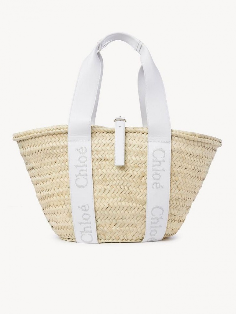 Chloe Sense Medium Basket Tote Veske Hvite | CHE-SR13381