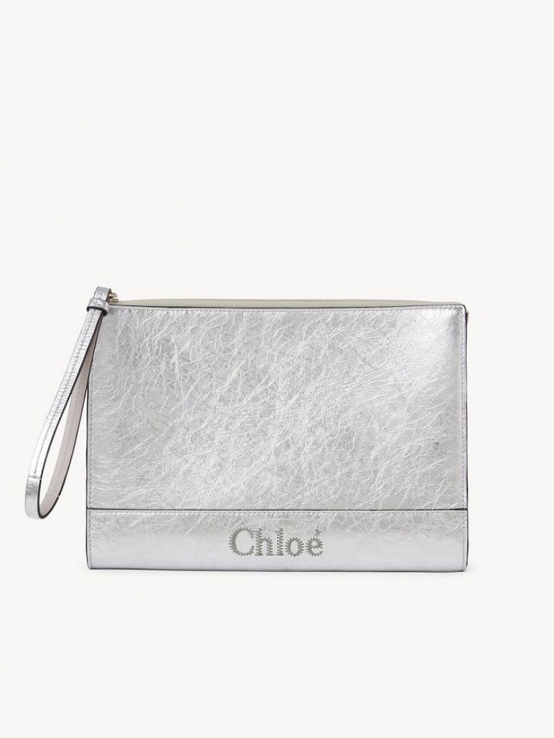 Chloe Sense Zippered Clutch Sølv | CHE-SR13745