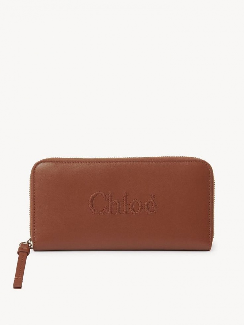 Chloe Sense Zippered Stor Lommebok Brune | CHE-SR14299