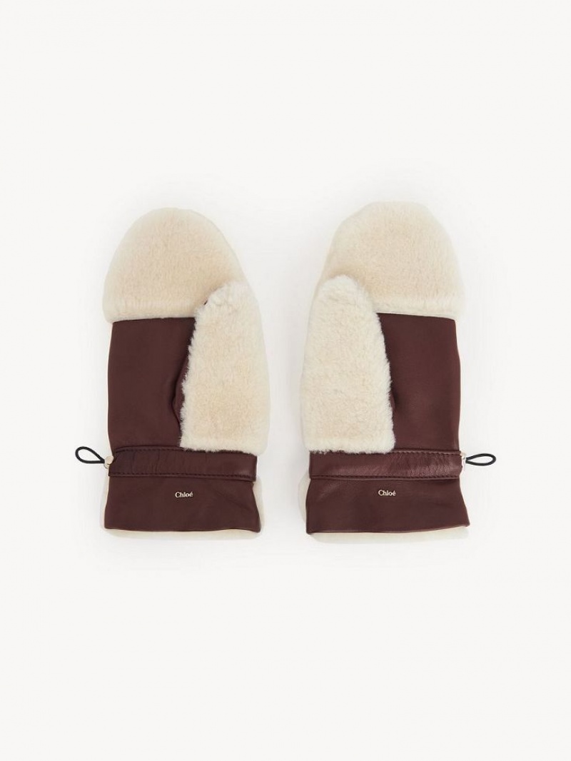 Chloe Shearling Mittens Hatt Beige Brune | CHE-SR14467