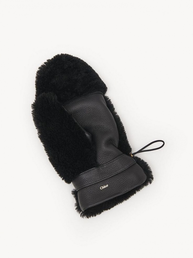 Chloe Shearling Mittens Hatt Svarte | CHE-SR14483