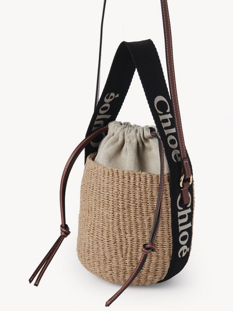 Chloe Small Woody Basket Crossbody Veske Svarte Beige | CHE-SR13566