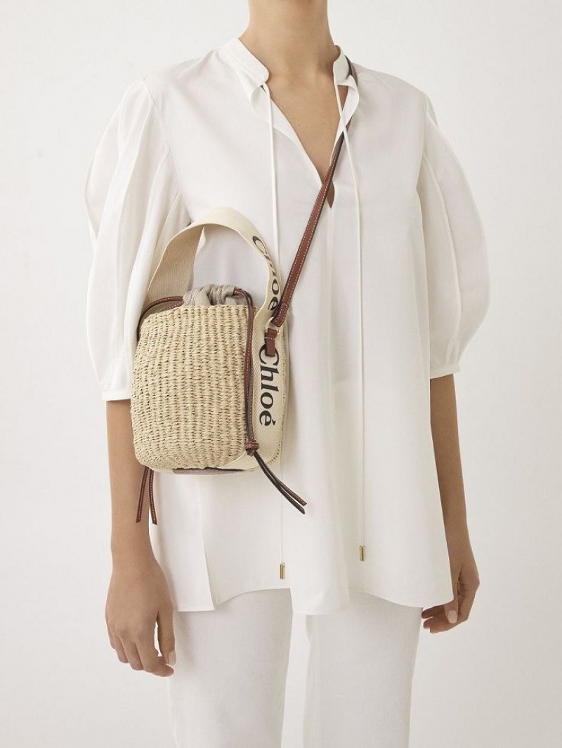 Chloe Small Woody Basket Crossbody Veske Hvite | CHE-SR13609