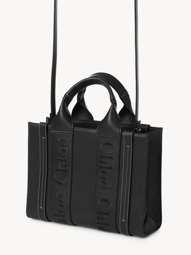 Chloe Small Woody Tote Mini Vesker Svarte | CHE-SR13687