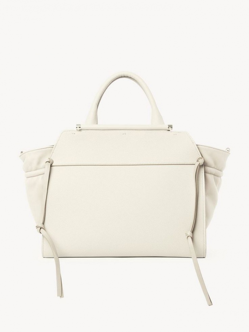 Chloe Steph Medium Double Carry Tote Veske Hvite | CHE-SR13371