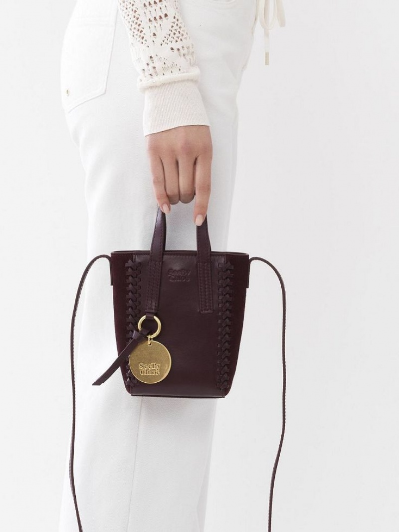 Chloe Tilda Mini Tote Veske Burgunder | CHE-SR14706