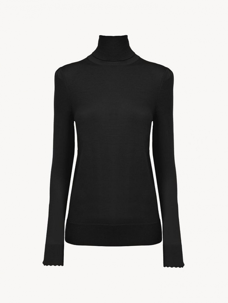 Chloe Turtleneck Strikkevarer Svarte | CHE-SR13959