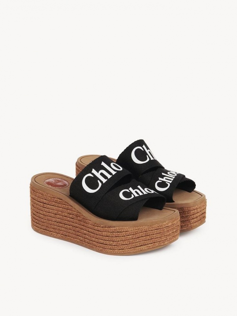 Chloe Woody Espadrille Svarte | CHE-SR14163