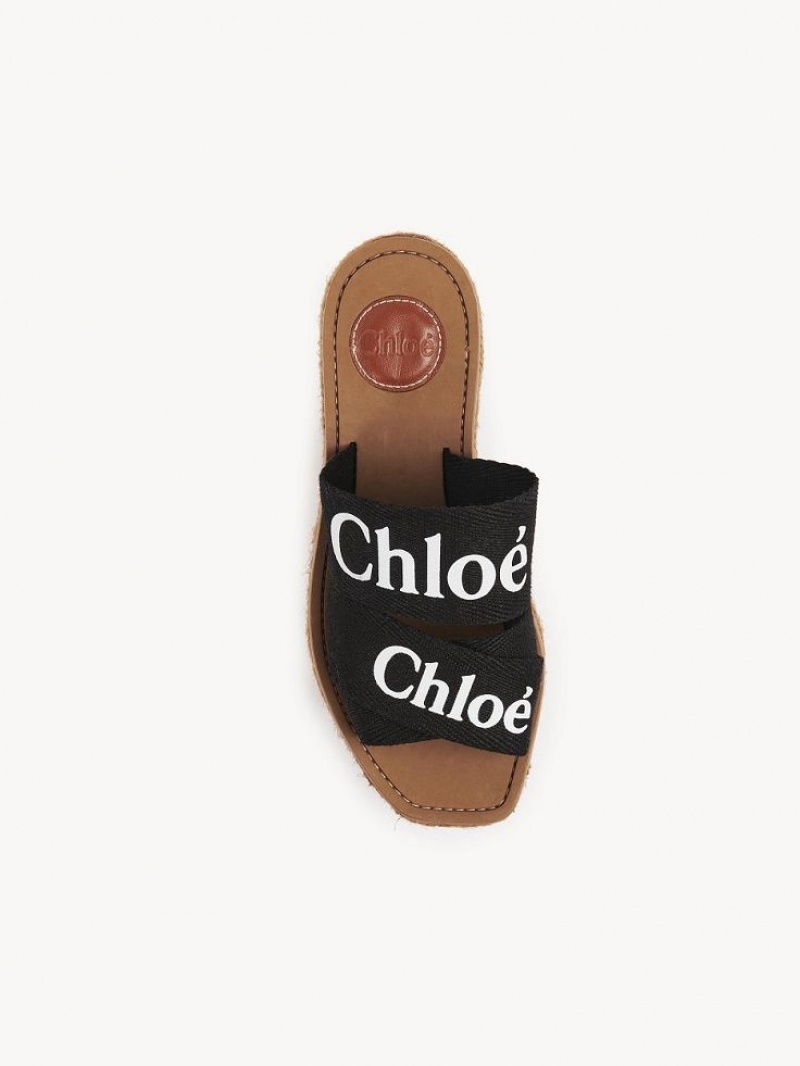 Chloe Woody Espadrille Svarte | CHE-SR14163