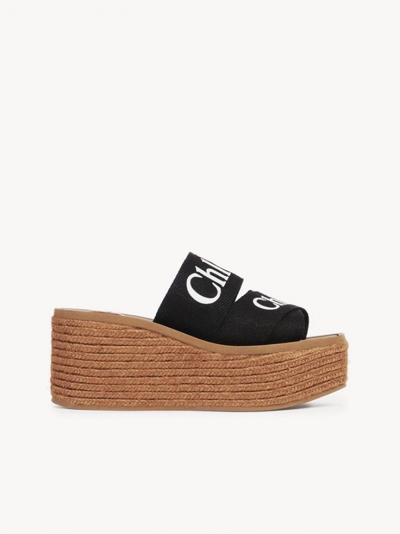 Chloe Woody Espadrille Svarte | CHE-SR14163