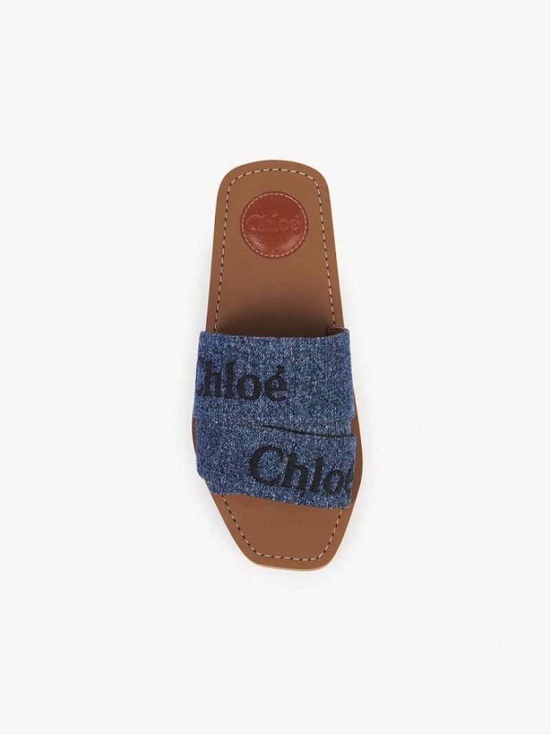 Chloe Woody Flate Mule Blå | CHE-SR14174