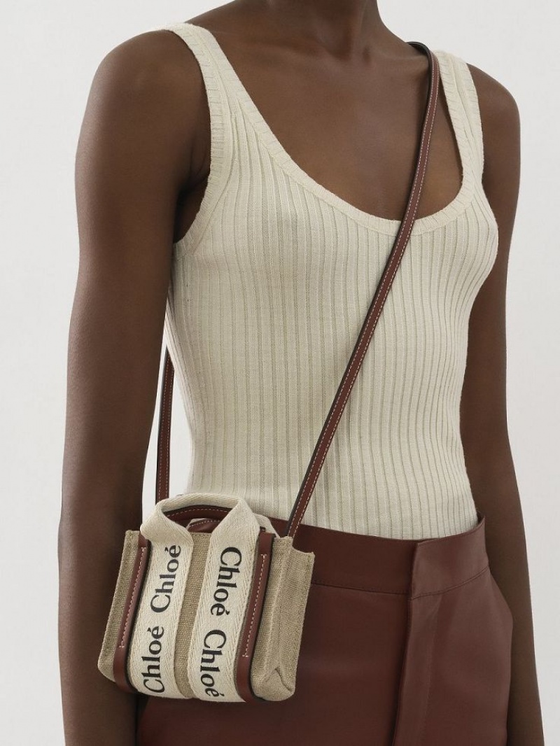 Chloe Woody Nano Crossbody Veske Hvite Brune | CHE-SR13495