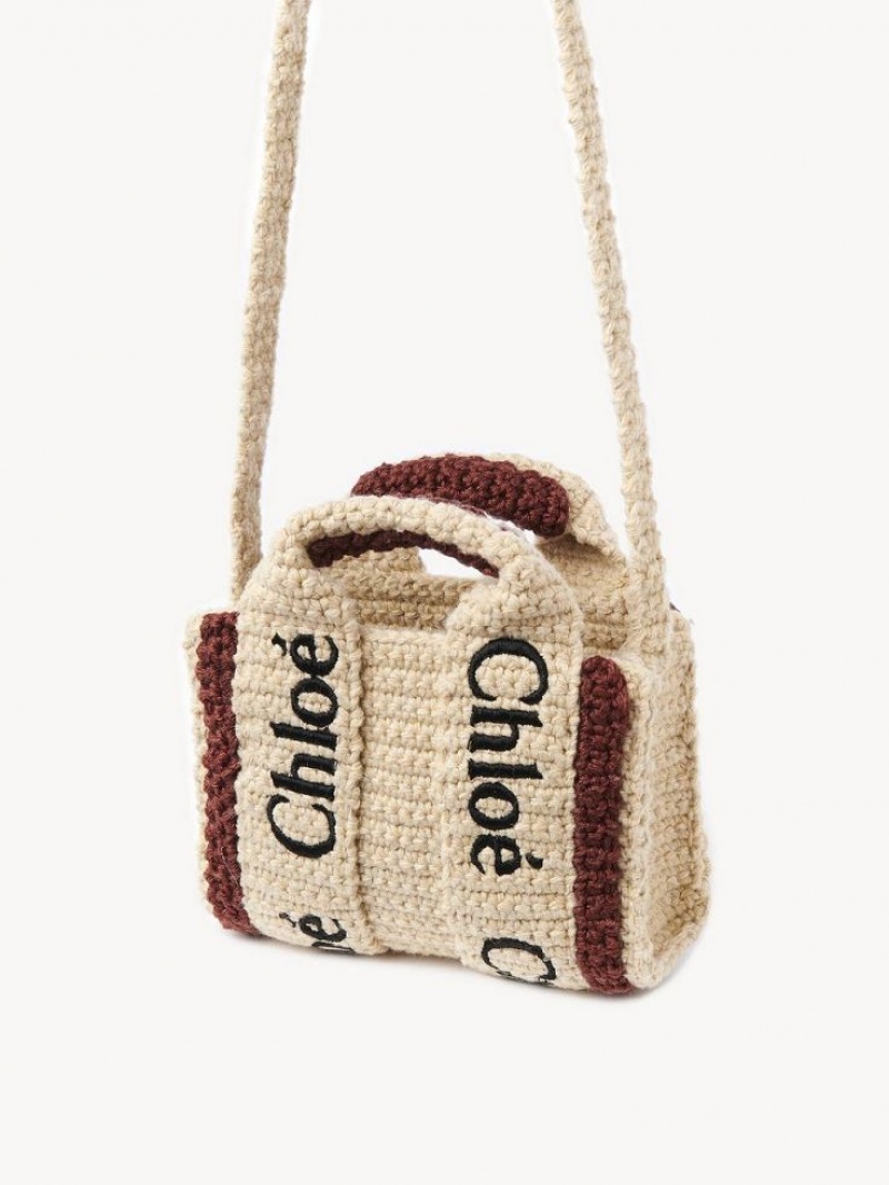 Chloe Woody Nano Tote Mini Vesker Brune Beige | CHE-SR13693