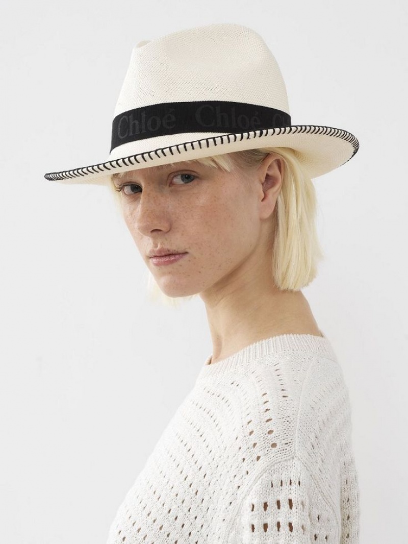 Chloe Woody Panama Hatt Hvite | CHE-SR14498