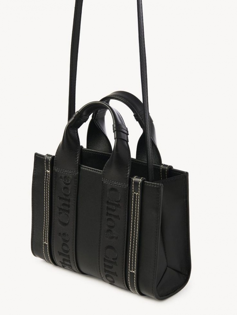 Chloe Woody Tote 1 Mini Vesker Svarte | CHE-SR13727