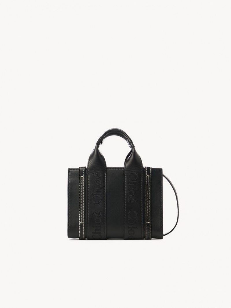 Chloe Woody Tote 1 Mini Vesker Svarte | CHE-SR13727