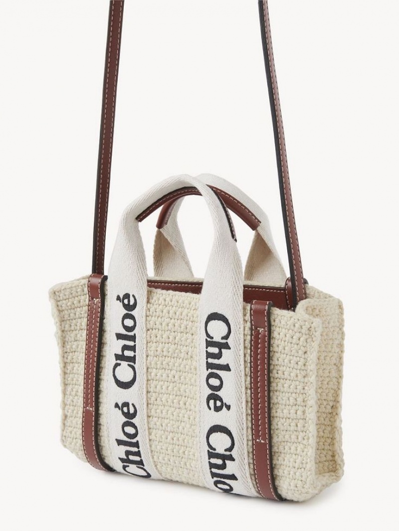 Chloe Woody Tote 2 Mini Vesker Brune Beige | CHE-SR13690