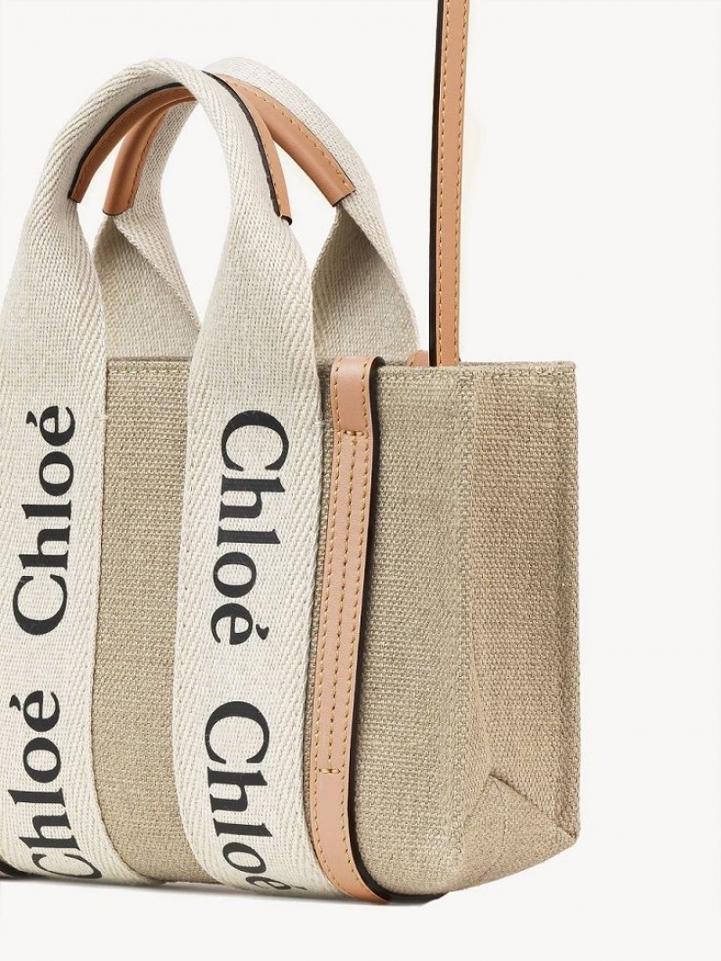 Chloe Woody Tote 3 Mini Vesker Hvite Beige | CHE-SR13720