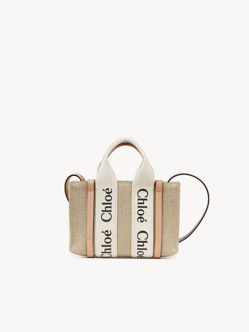 Chloe Woody Tote 3 Mini Vesker Hvite Beige | CHE-SR13720